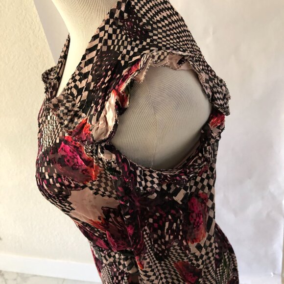 LK Bennett Preen Sioux Women Midi Dress size 4 Floral Long Sleeve Cold Shoulder - Picture 6 of 13